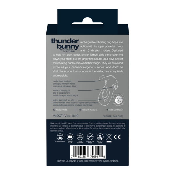 Thunder Bunny Rechargeable Dual Ring Black Pearl - Image 3