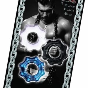 Chain Gang Cock Rings - 3Pk - Clear-Blue-Black