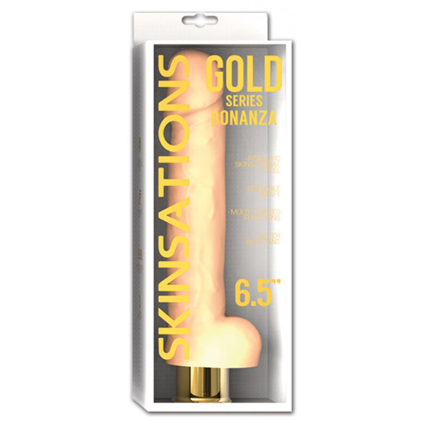 Skinsations Gold Series Bonanza 6.5" Vibrating Dildo 1 Skinsations Gold Series Bonanza 6.5" Vibrating Dildo