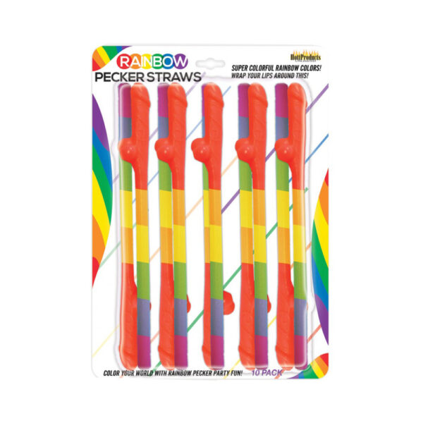 Rainbow Pecker Straws 10Pk