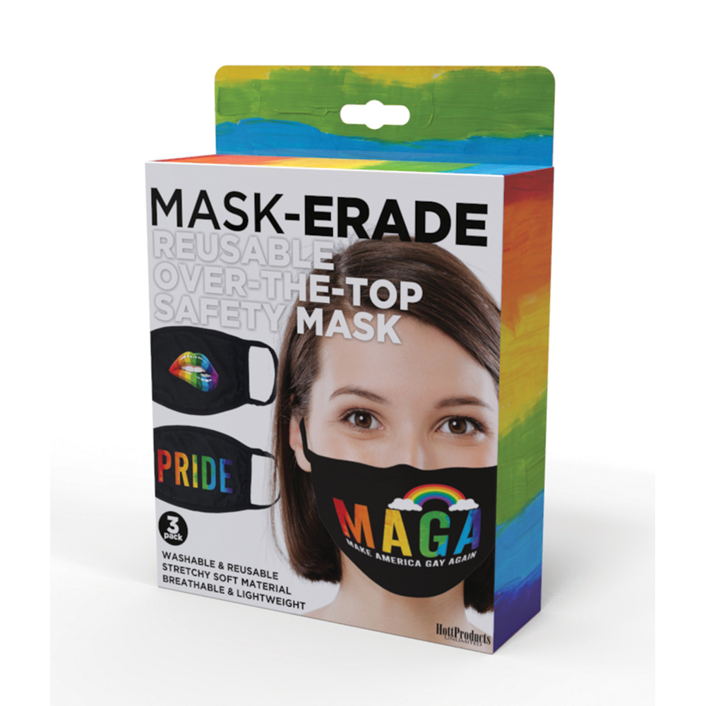 Maskerade Masks Pride/Gay Again/Rainbow Kiss 3Pk 1 Maskerade Masks Pride/Gay Again/Rainbow Kiss 3Pk