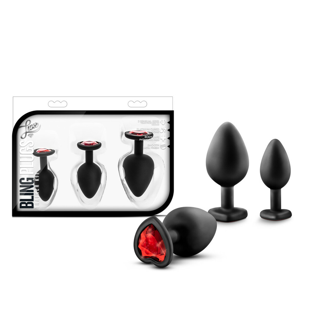 Luxe Bling Plugs Training Kit Black With Red Gems 1 Luxe Bling Plugs Training Kit Black With Red Gems