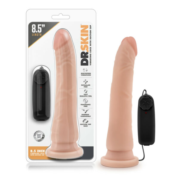 Dr. Skin 8.5" Vibrating Realistic Cock With Suction Cup Vanilla