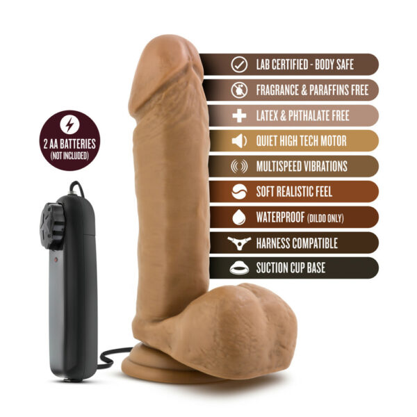 Loverboy Soccer Champ Vibrating 8" Realistic Dildo Mocha - Image 2