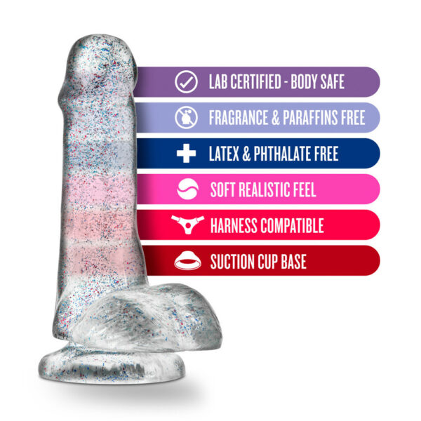 Naturally Yours 6" Glitter Cock Sparkling Clear - Image 2
