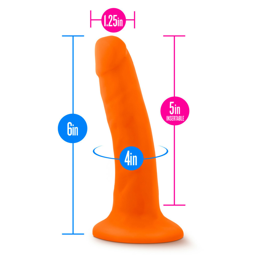 Neo 6" Dual Density Cock Neon Orange 3 Neo 6" Dual Density Cock Neon Orange - Image 3