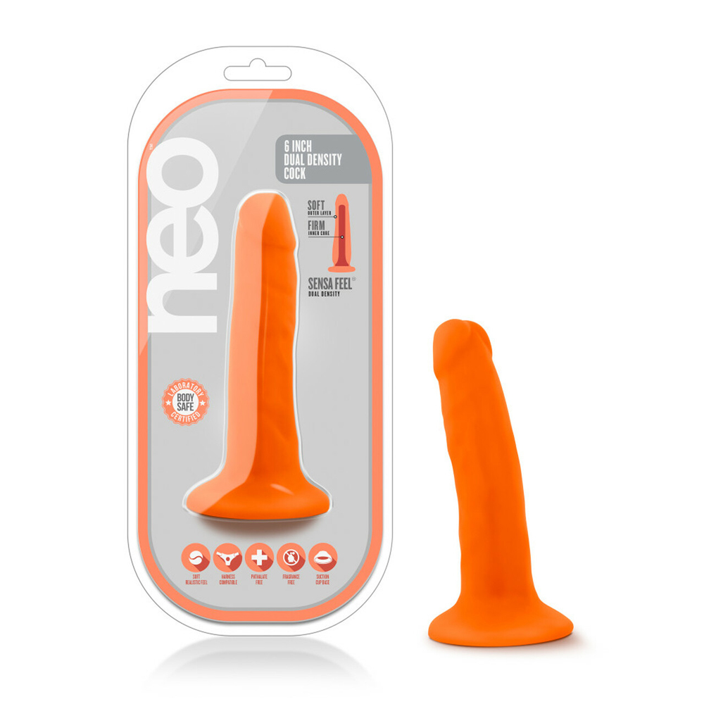 Neo 6" Dual Density Cock Neon Orange 1 Neo 6" Dual Density Cock Neon Orange