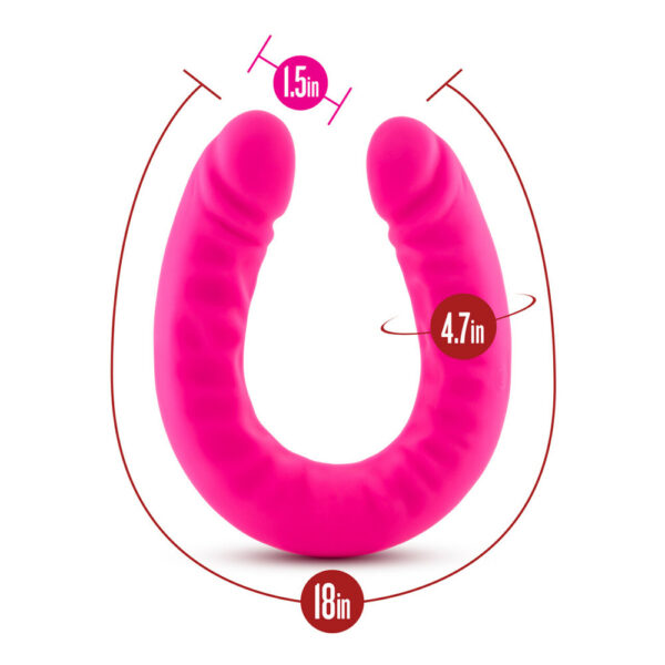 Ruse 18" Silicone Slim Double Dong Hot Pink - Image 3