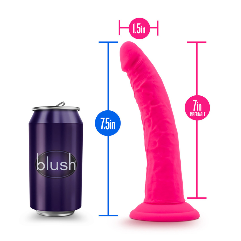 Neo Elite 7.5" Silicone Dual Density Cock Neon Pink 3 Neo Elite 7.5" Silicone Dual Density Cock Neon Pink - Image 3