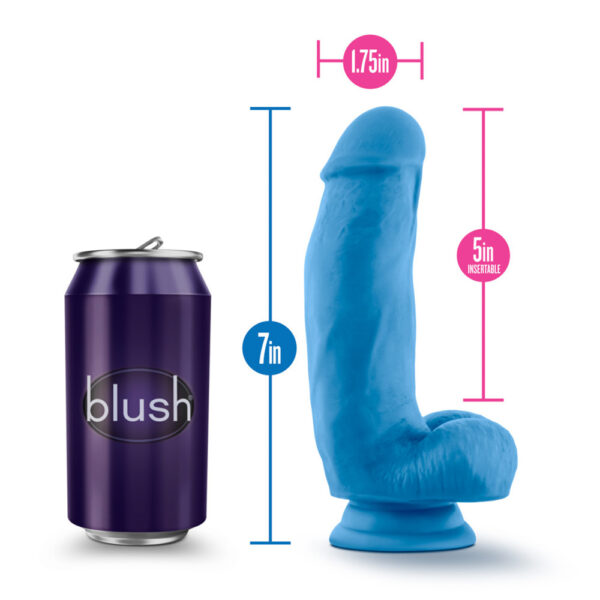 Neo Elite 7" Silicone Dual Density Cock With Balls Neon Blue - Image 3