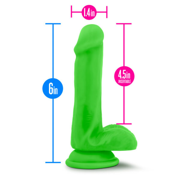 Neo Elite 6" Silicone Dual Density Cock With Balls Neon Green - Image 3