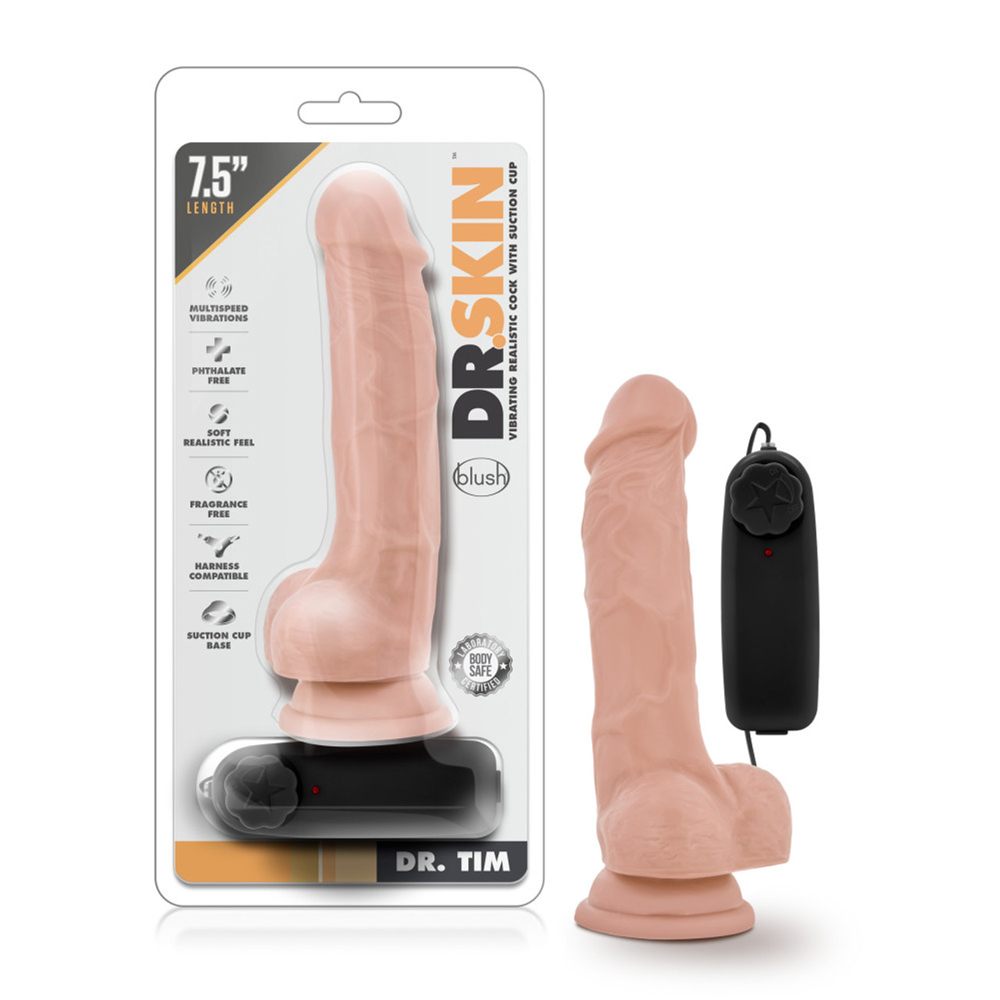 Dr. Skin Dr. Tim 7.5" Vibrating Cock With Suction Cup Vanilla 1 Dr. Skin Dr. Tim 7.5" Vibrating Cock With Suction Cup Vanilla