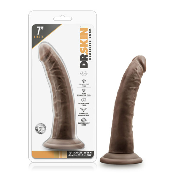 Dr. Skin 7" Cock With Suction Cup Chocolate
