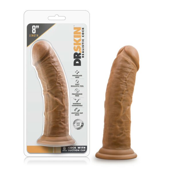 Dr. Skin 8" Cock With Suction Cup Mocha