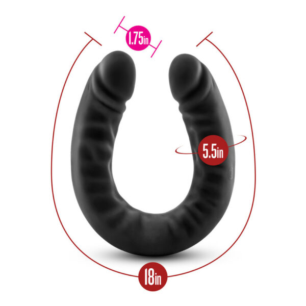 Ruse Silicone Double Headed Dildo 18" Black - Image 3