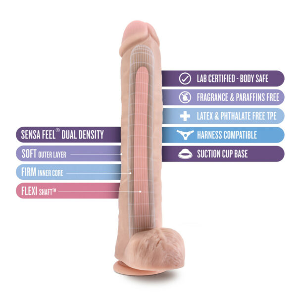 Au Naturel Daddy 14" Sensa Feel Dual Density Dildo Vanilla - Image 2