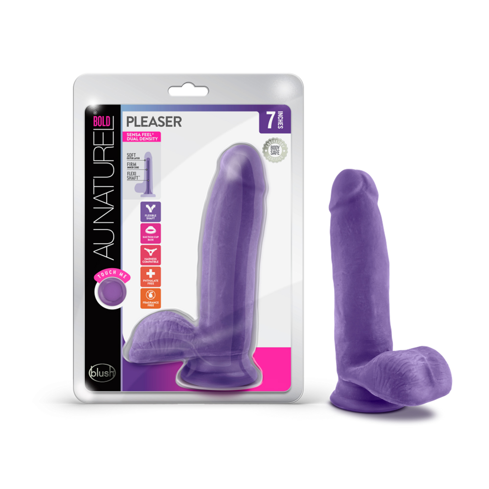 Au Naturel Bold Pleaser 7" Dildo Purple 1 Au Naturel Bold Pleaser 7" Dildo Purple
