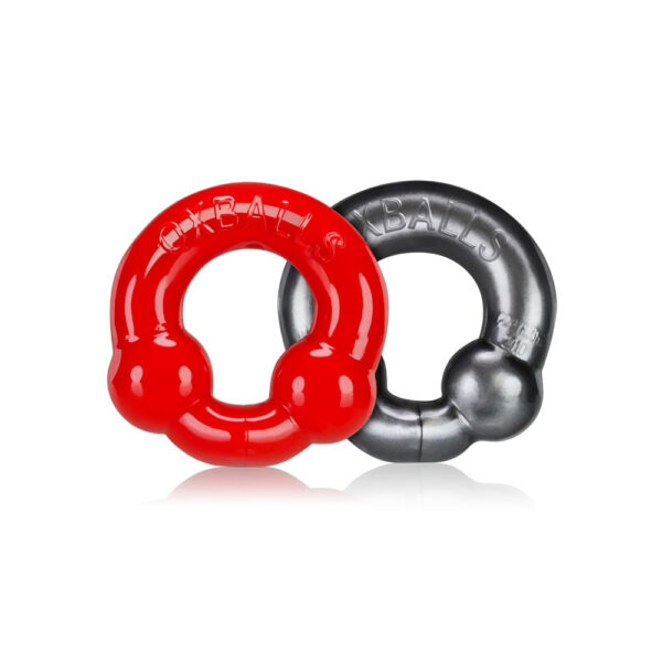 Ultraballs 2-Pack Cock Ring Steel & Red - Image 2