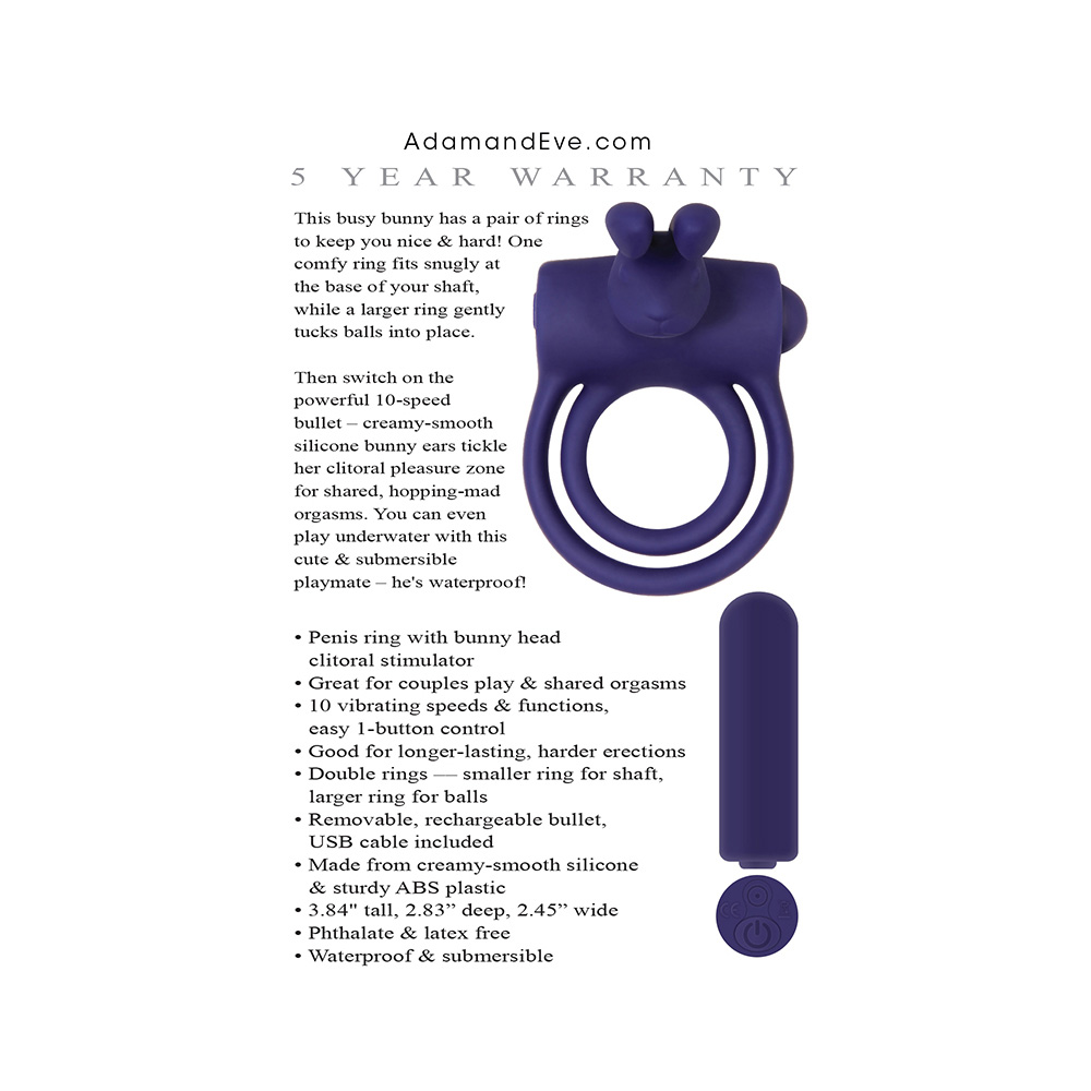 Adam & Eve Silicone Rechargeable Rabbit Ring 3 Adam & Eve Silicone Rechargeable Rabbit Ring - Image 3