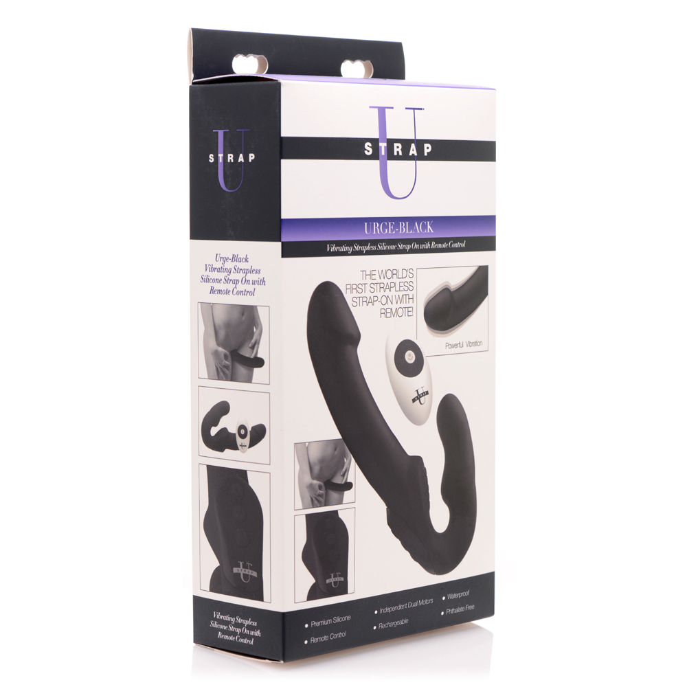 Strap U Urge Vibrating Strapless With Remote Black 1 Strap U Urge Vibrating Strapless With Remote Black