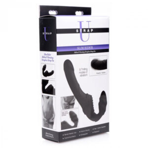 Strap U Slim Rider Ribbed 9X Vibrating Strapless Strap-On