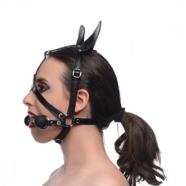 Master Series Dark Horse Pony Head Harness With Silicone Bit - Image 3