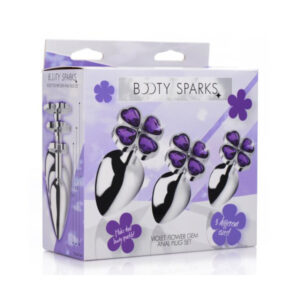 Booty Sparks Violet Flower Gem Anal Plug Set