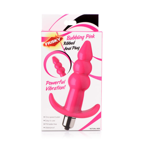 Frisky Bubbling Pink Ribbed Anal Plug - Image 3