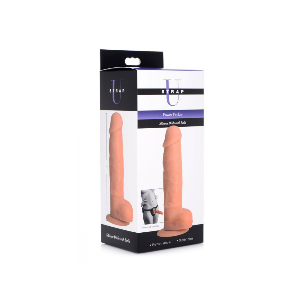 Strap U Power Pecker 7" Silicone Dildo With Balls Flesh 1 Strap U Power Pecker 7" Silicone Dildo With Balls Flesh