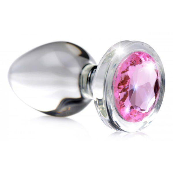 Booty Sparks Pink Gem Glass Anal Plug Large - Image 2