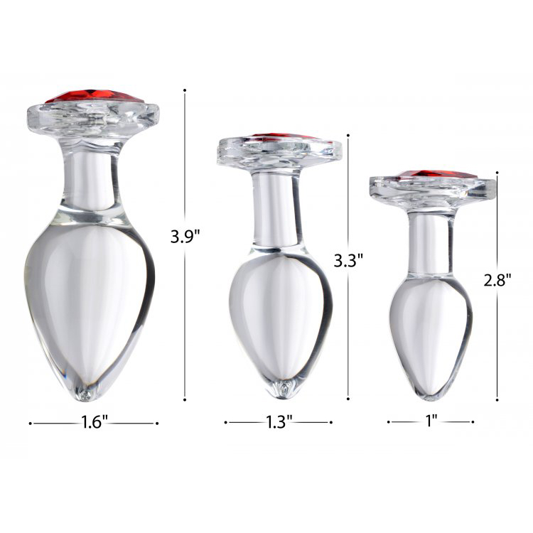 Booty Sparks Red Heart Gem Glass Anal Plug Large 3 Booty Sparks Red Heart Gem Glass Anal Plug Large - Image 3