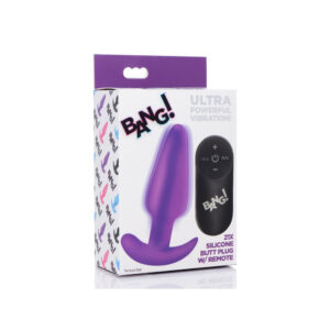 Bang! 21X Vibrating Silicone Butt Plug W/ Remote Control Purple