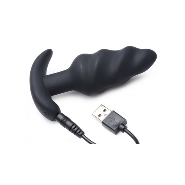 Bang! 21X Vibrating Silicone Swirl Butt Plug W/ Remote Control Black - Image 3