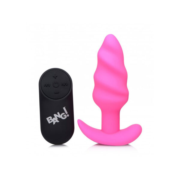 Bang! 21X Vibrating Silicone Swirl Butt Plug W/ Remote Control Pink - Image 2