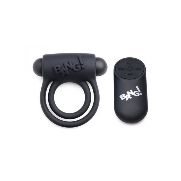 Bang! Silicone Cock Ring & Bullet W/ Remote Control Black - Image 2