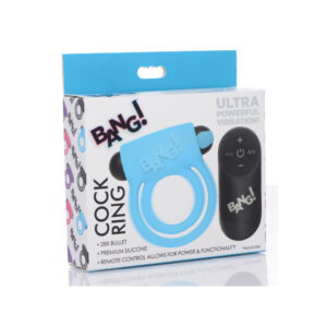 Bang! Silicone Cock Ring & Bullet W/ Remote Control Blue