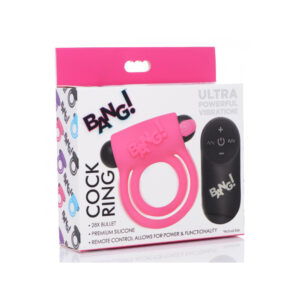Bang! Silicone Cock Ring & Bullet W/ Remote Control Pink