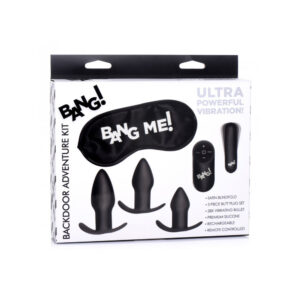 Bang! Backdoor Adventure 3Pc Butt Plug Set, Bullet, & Blindfold Kit Black