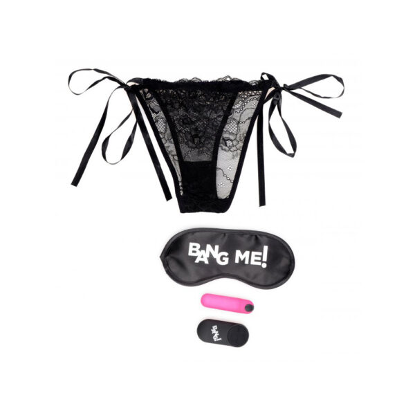 Bang! Power Panty Lace Panties, Bullet, & Blindfold Kit Pink - Image 2