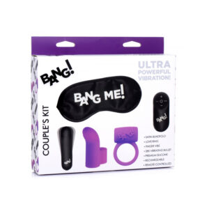 Bang! Couple's Love Ring, Finger Vibe, Bullet, & Blindfold Kit Purple