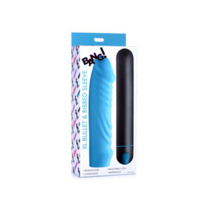 Bang! Xl Bullet & Ribbed Silicone Sleeve Blue