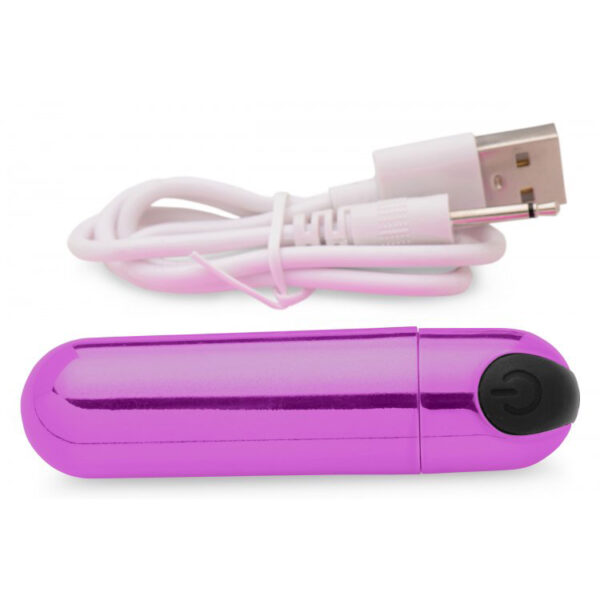 Bang! 10X Rechargeable Vibrating Metallic Bullet Purple - Image 3