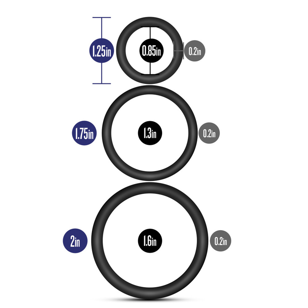 Performance VS4 Pure Premium Silicone Cockring Set Black 3 Performance VS4 Pure Premium Silicone Cockring Set Black - Image 3