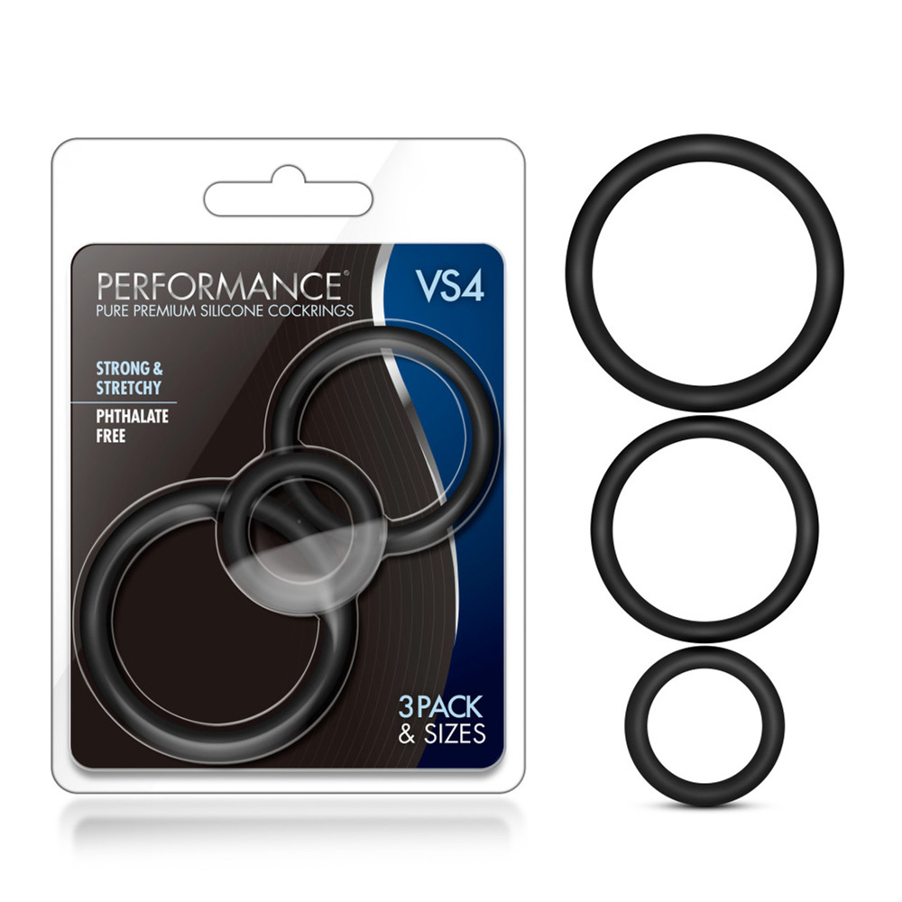 Performance VS4 Pure Premium Silicone Cockring Set Black 1 Performance VS4 Pure Premium Silicone Cockring Set Black