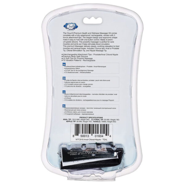 Cloud 9 Health & Wellness Rechargeable Vibrator  & Tips Plum - Image 2