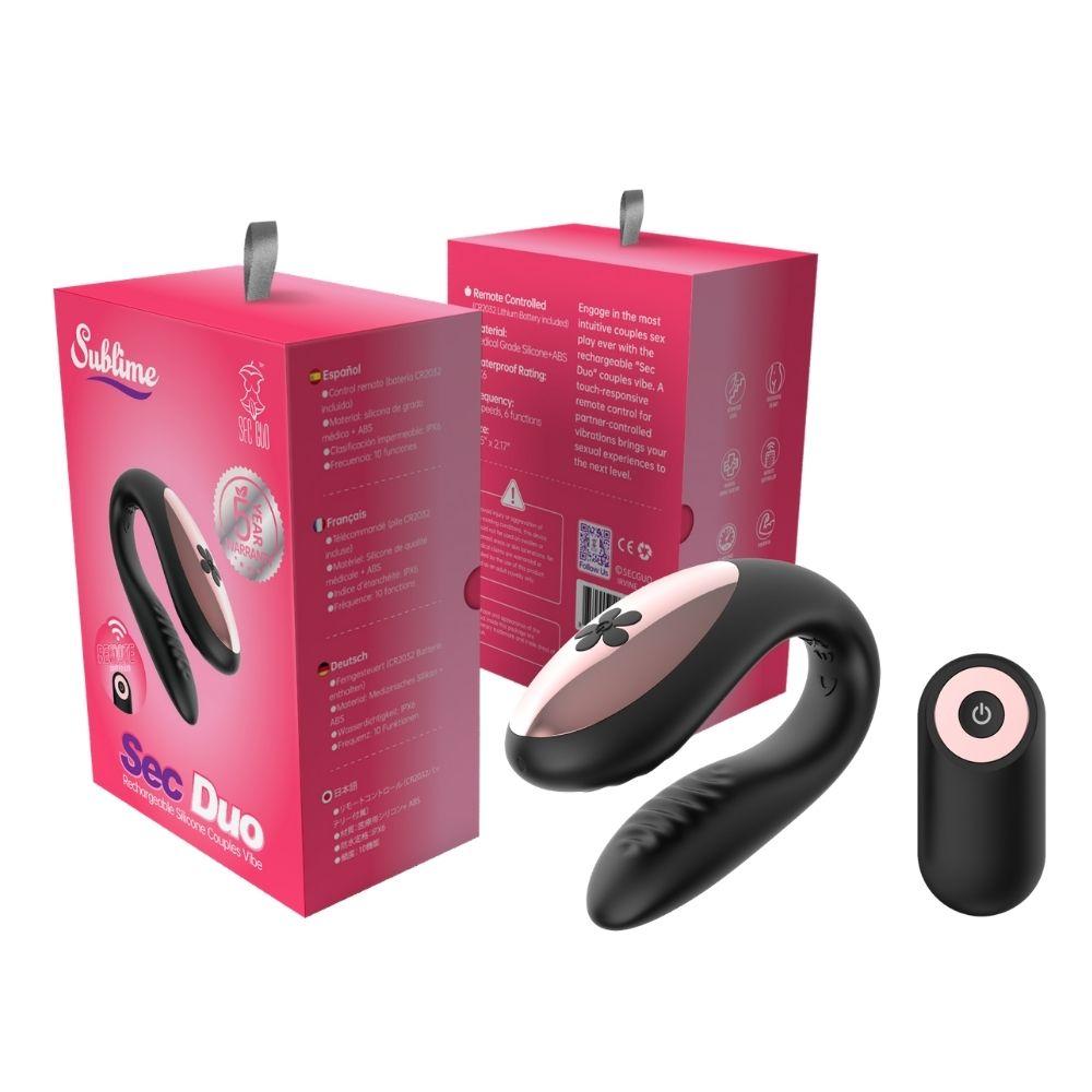Sublime Sec Duo Rechargeable Silicone Couples Vibe Black 1 Sublime Sec Duo Rechargeable Silicone Couples Vibe Black