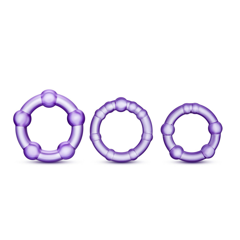 Stay Hard Beaded Cockrings Purple 2 Stay Hard Beaded Cockrings Purple - Image 2