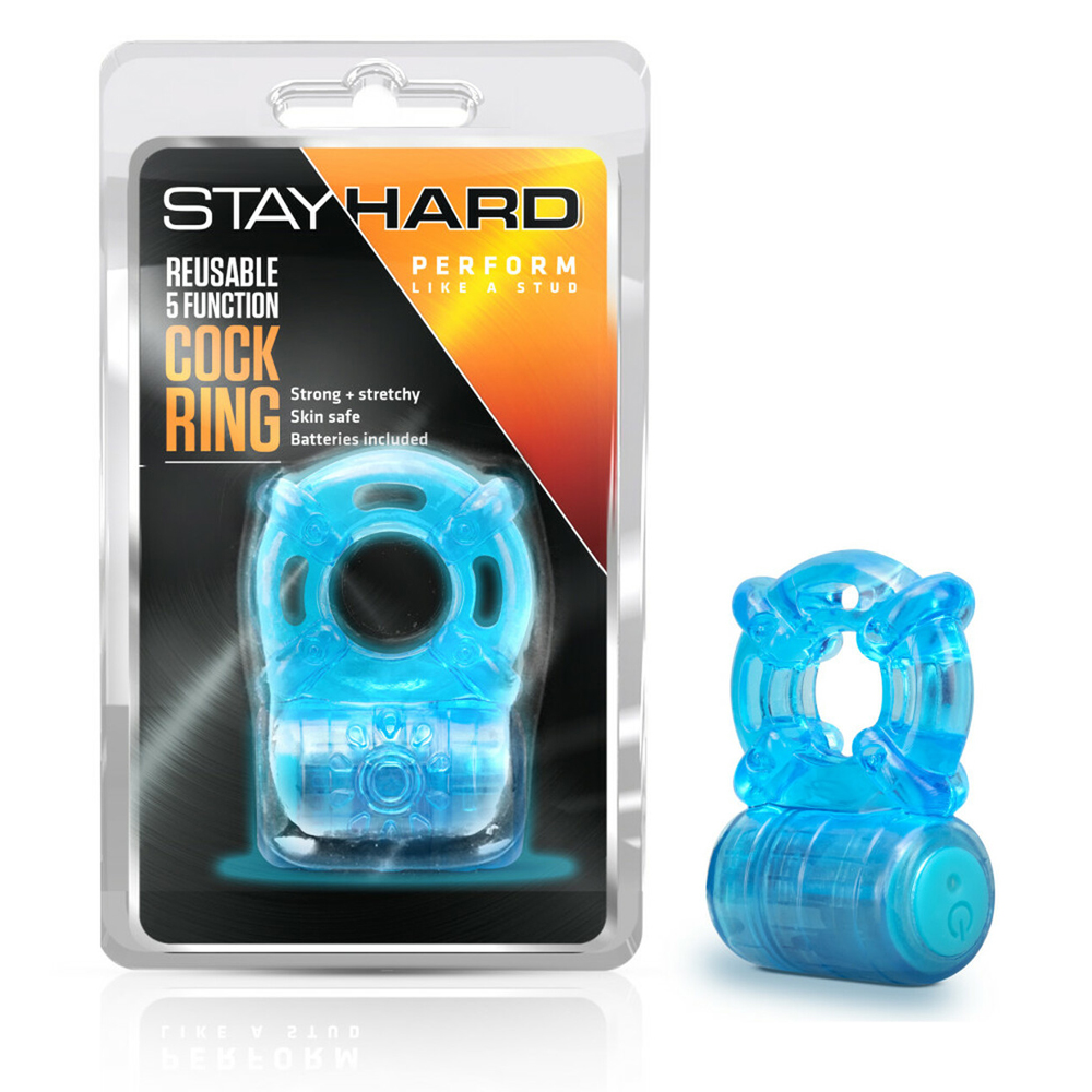 Stay Hard Reusable 5 Function Cockring Blue 1 Stay Hard Reusable 5 Function Cockring Blue