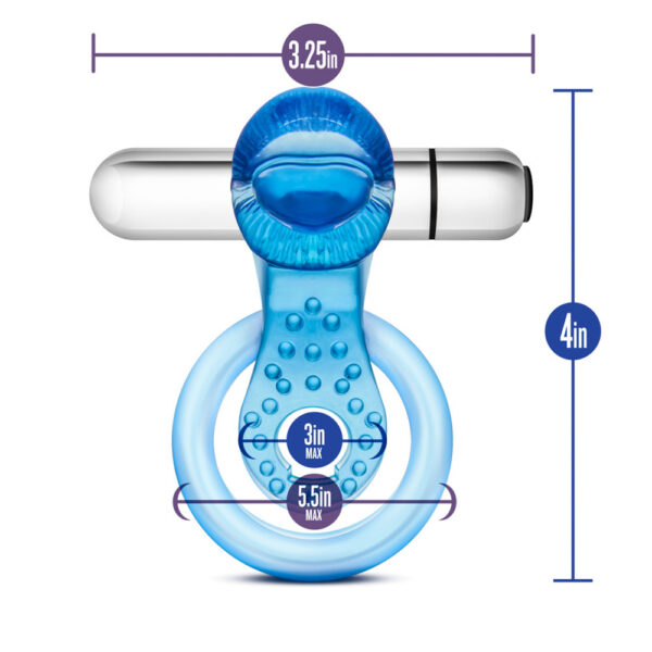 Stay Hard 10 Function Vibrating Tongue Ring Blue - Image 3