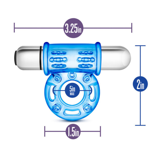 Stay Hard 10 Function Vibrating Bull Ring Blue - Image 3